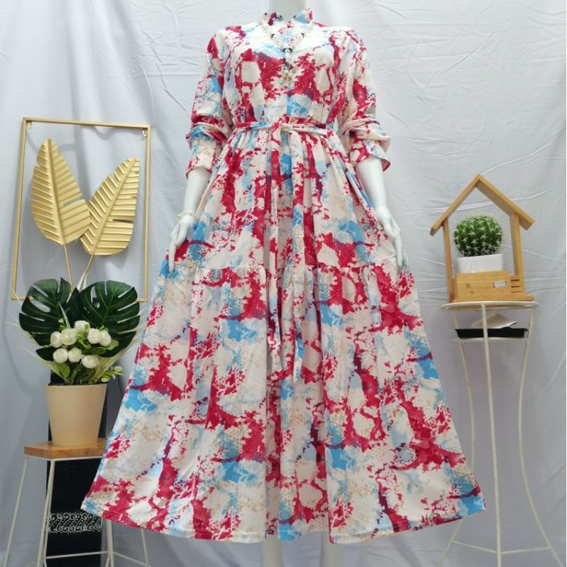 GAMIS SEMI JERSEY MOTIF ABSTRAK