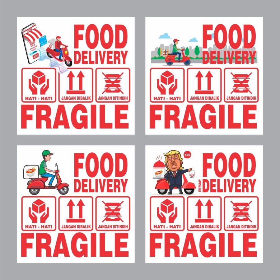 

stiker food delivery stiker makanan fragile 5.5 x 5.5cm