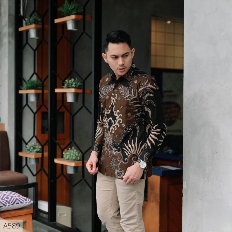 Batik Pria Anyar Lengan Pendek Casual Modern Modis TjGrup Size M L XL XXL XXXL Baju Batik Pria Slim Fit Lengan Panjang Pendek