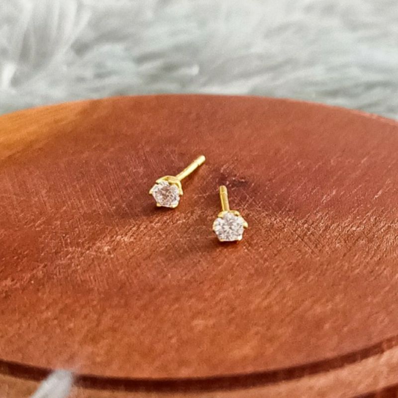 Giwang Angsa Permata Putih Wanita Jewellery Earring Gold Emas asli