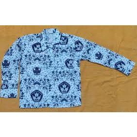 Baju Seragam Batik Biru Lengan Panjang