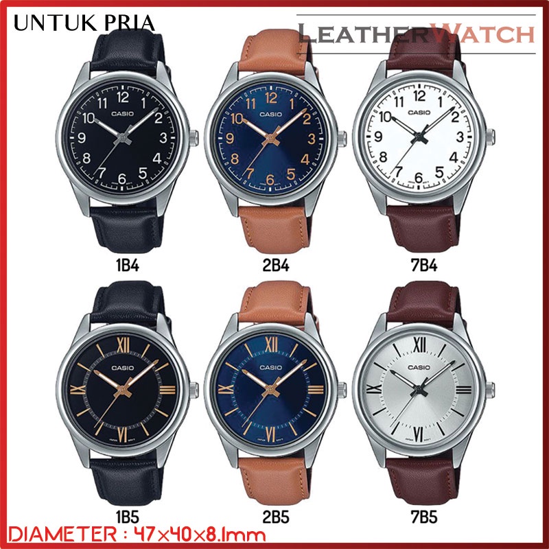 CASIO MTP V005L : Jam Tangan Kulit Pria Original