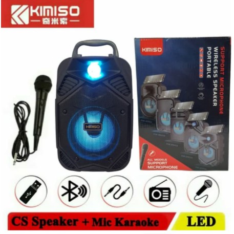 Speaker Bluetooth Led Mic Karaoke Portable Wireless KIMISO KM 2005 KM-2005 Super Bass + Microphone