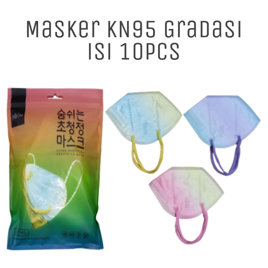 MASKER KN95 GRADASI 5PLY ISI 10 MOTIF ACAK RANDOM HIGH QUALITY PREMIUM MASKER KN 95 WARNA RANDOM