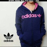 Jaket Adidas Mid Text Navy Pink Sweater Pria Wanita Grosir Murah