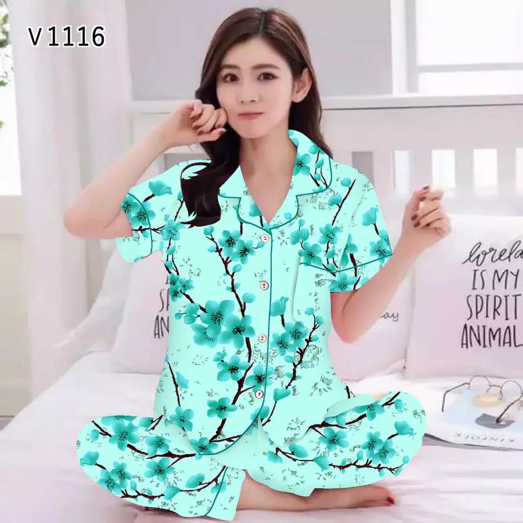 BAJU TIDUR WANITA/PIYAMA WANITA KATUN MOTIF SAKURA NEW CP/PP PART 2