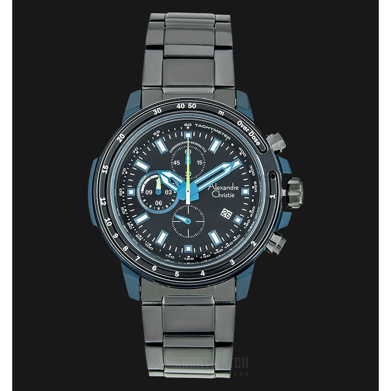 Alexandre Christie AC 6475 MC BGUBA Chronograph Men Black Dial Black Stainless Steel Strap