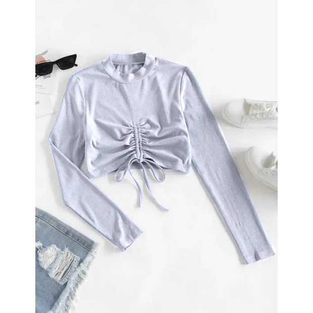 BLOUSE CROP - BLOUSE KOREA - KASTUBA BLOUSE