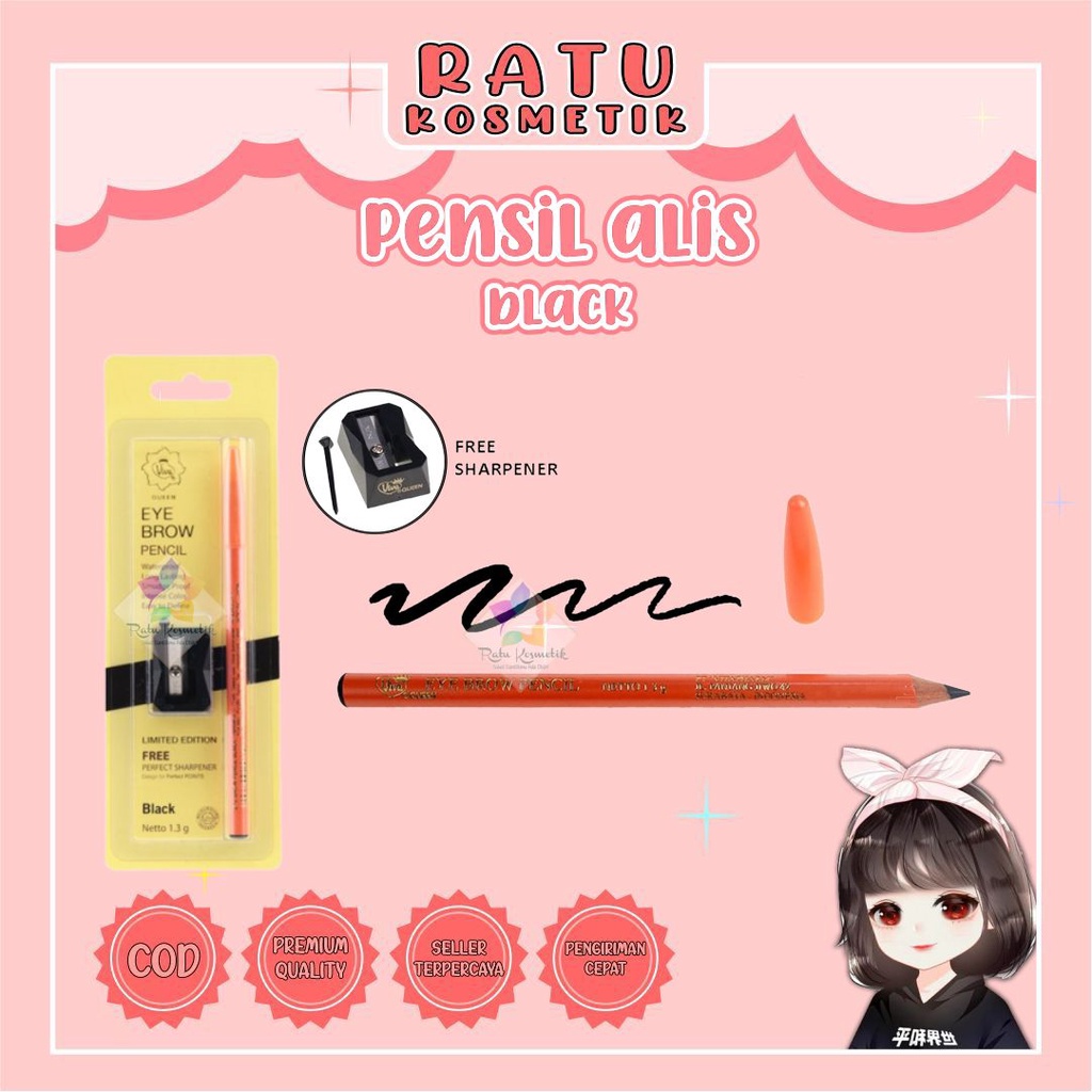 ❤ RATU ❤ Pensil Alis Viva Queen 1.3g Hitam Coklat Dark Brown (✔️BPOM)