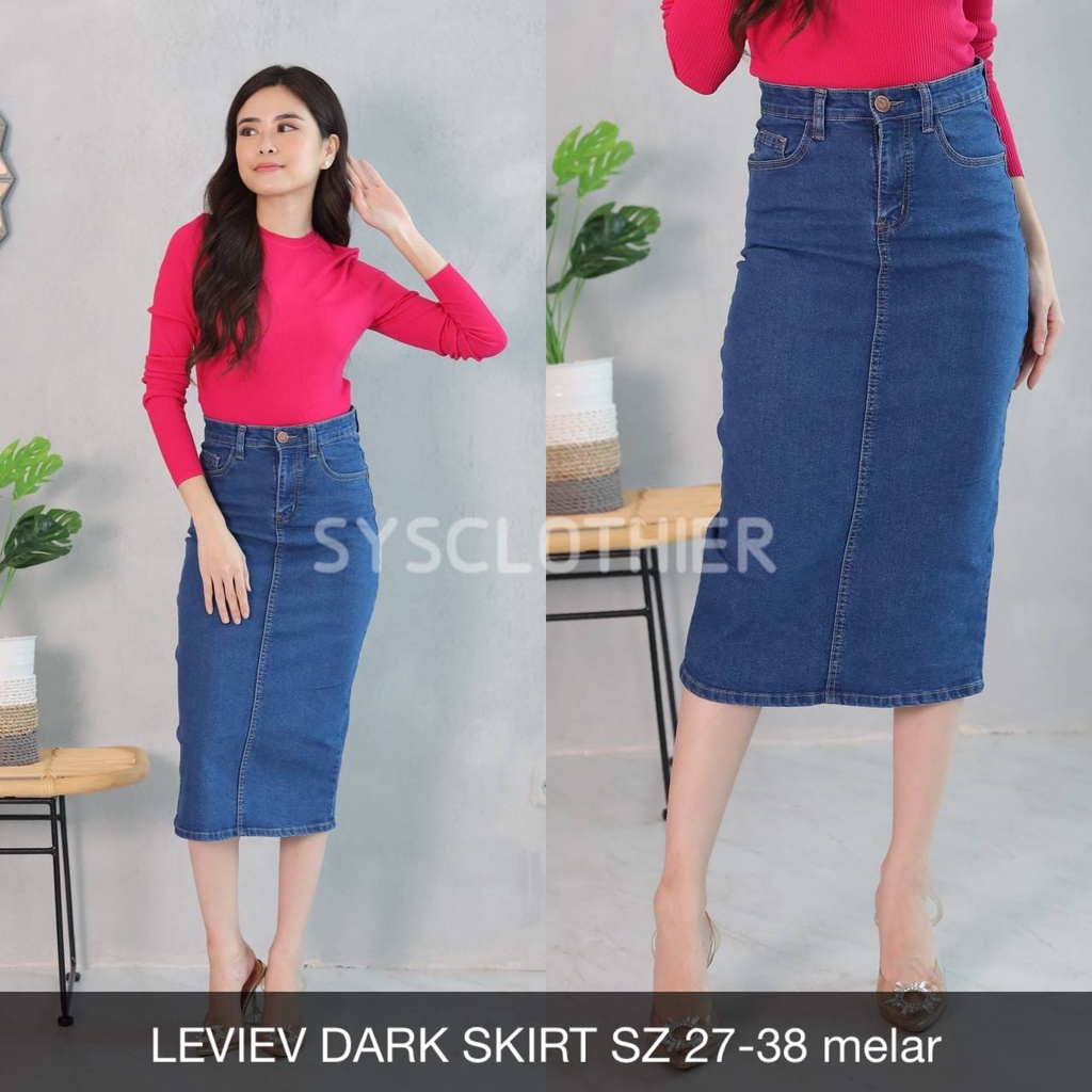 ROK JEANS WANITA LEVIEV DARK SKIRT