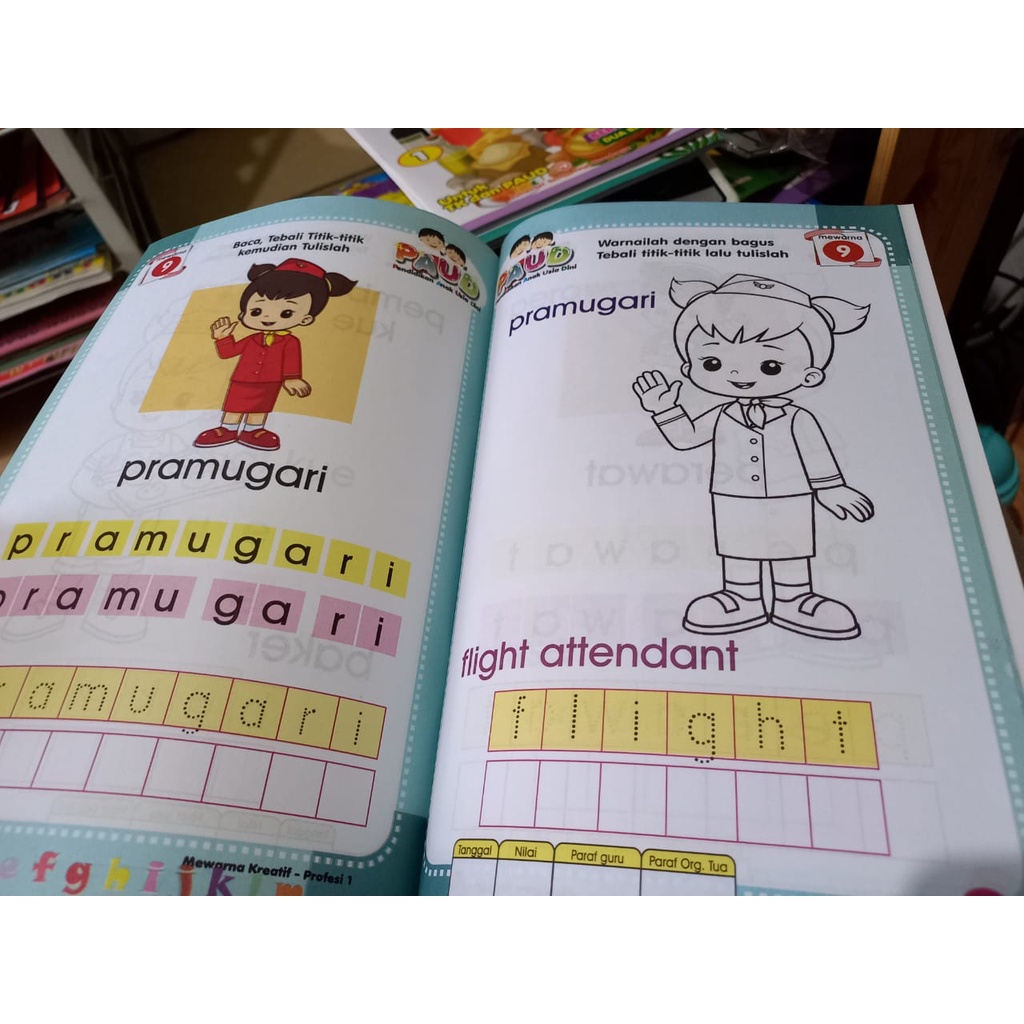 Buku Paud Mewarna Kreatif Aneka Profesi Menebali dan Menulis Huruf Serba Jaya (FULL COLOR)