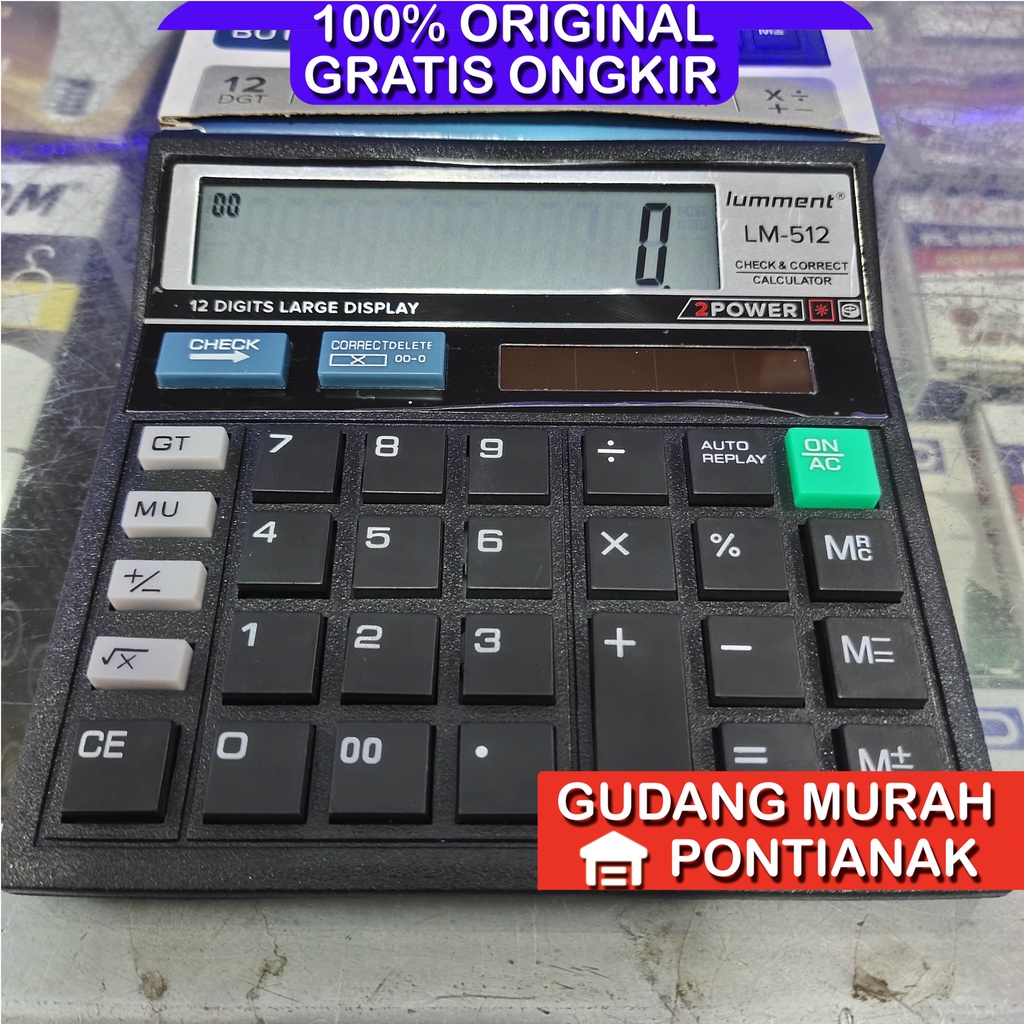 Kalkulator Lumment Besster Arashi 12 Digit Bisa Cek Ulang Layar Besar Auto Replay LM 512