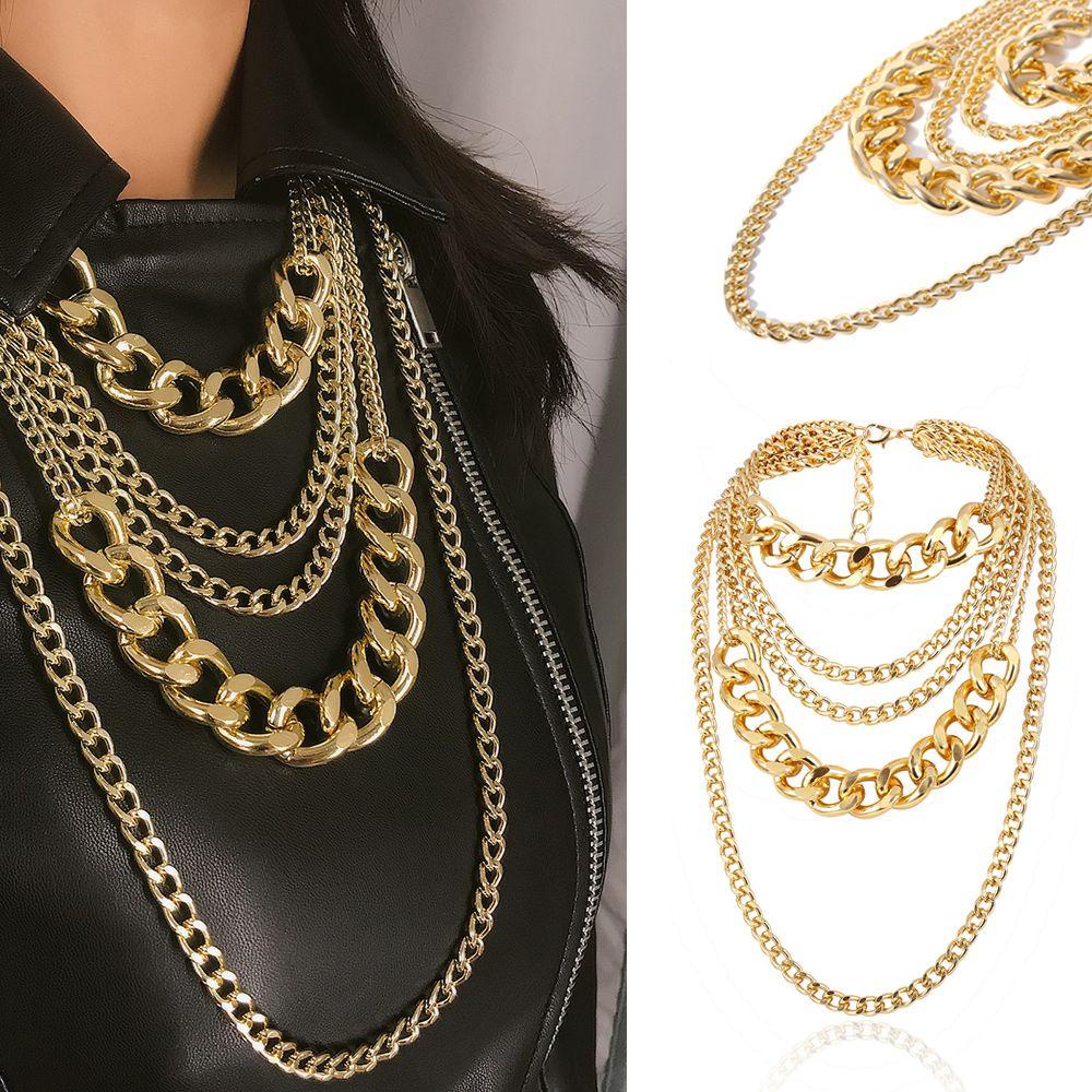 Preva Rantai Curb Tebal Fashion Kerah Berlebihan Statement Punk Choker