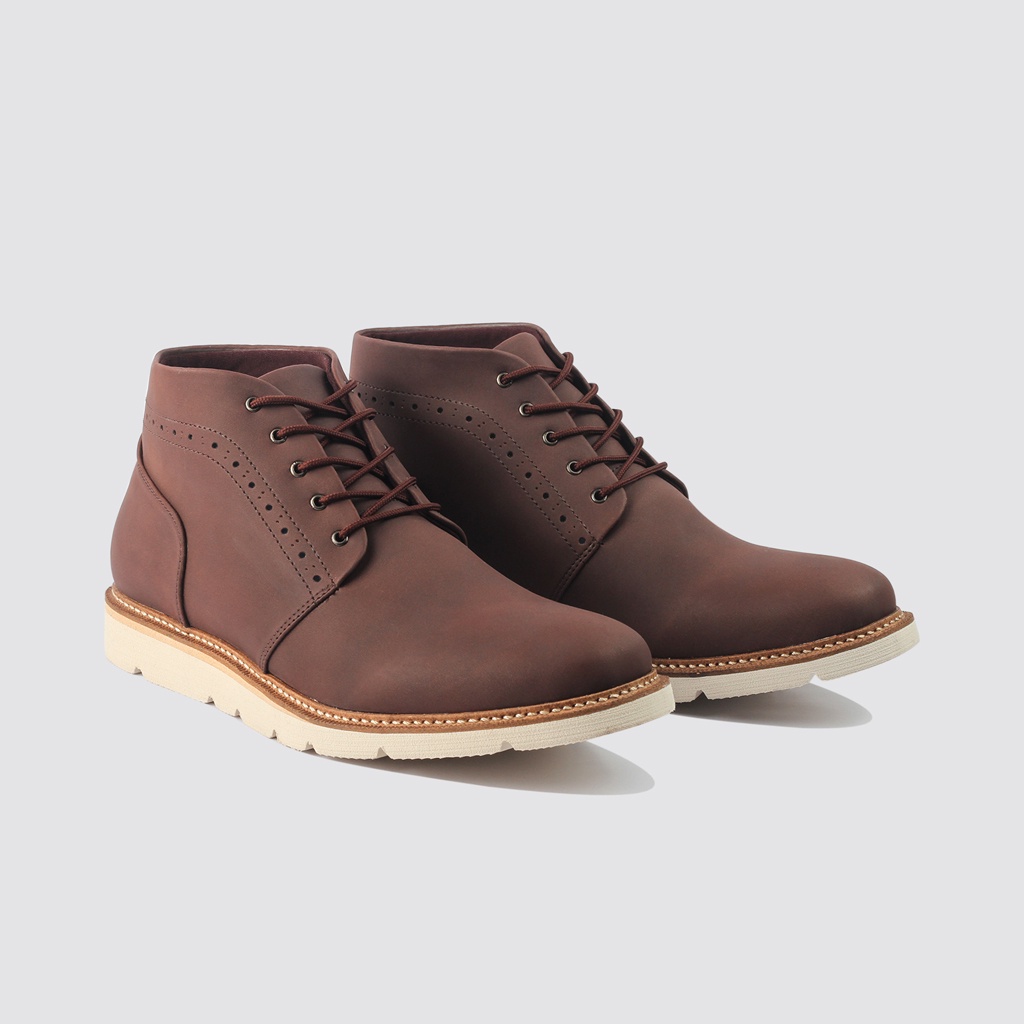 MARSEILLE BROWN ORIGINAL x LVNATICA Sepatu Boots Coklat Pria Casual Vintage Klasik Jalan Santai Hangout Kuliah Kerja Formal Boot Semi Kulit Premium Leather Classic Shoes Motor Bikers Touring Footwear Big Size Ukuran Besar Jumbo 44 Keren Terbaru Kekinian