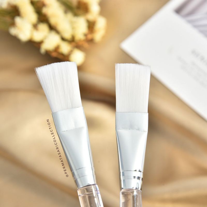 Kuas Masker Akio Wajah Gagang Putih Pink Bening / Mask Brush Premium