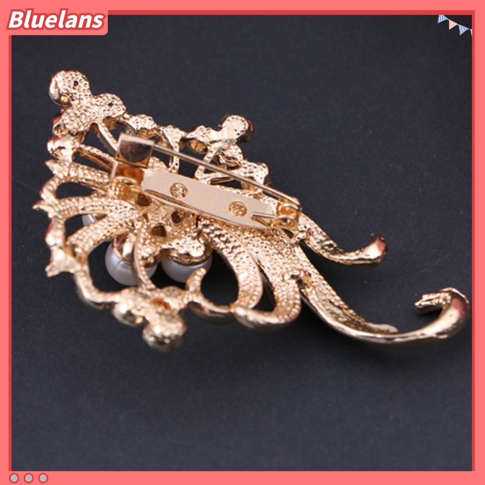 Bros Pin Bentuk Merak Aksen Mutiara Berlian Imitasi Untuk Wanita