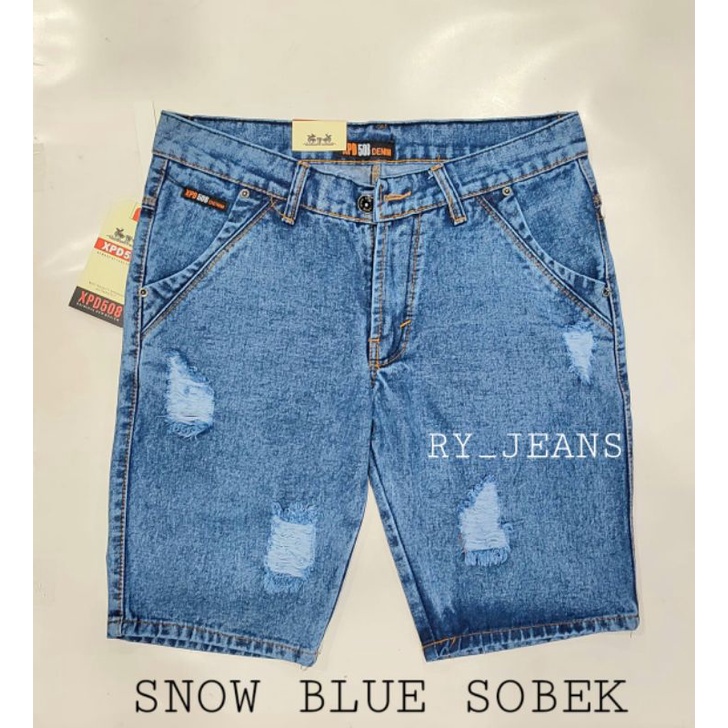 JEANS PENDEK SOBEK PRIA CELANA JEANS SNOW SOBEK PRIA STREET