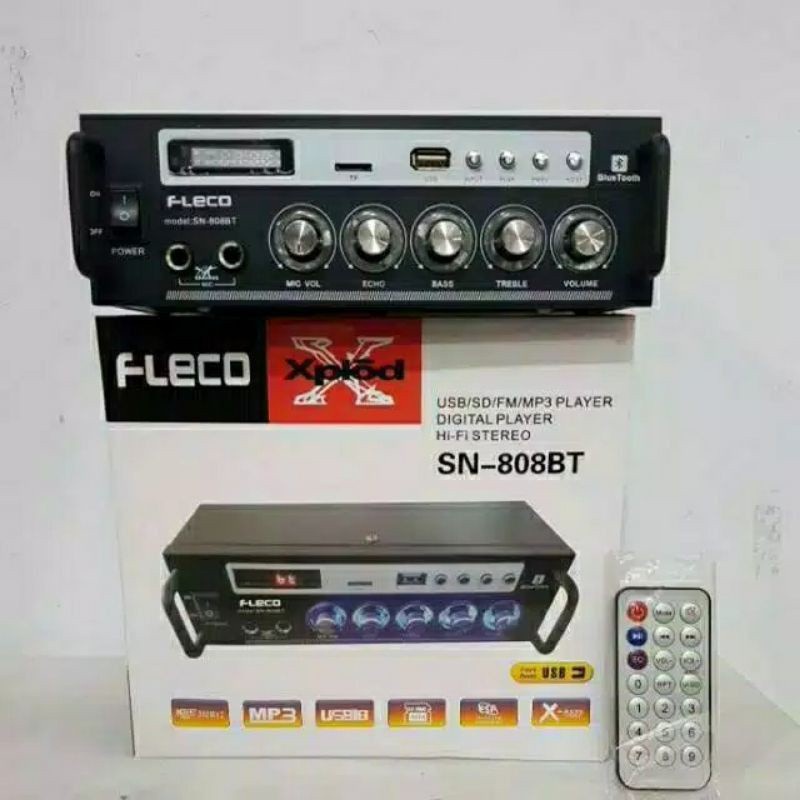 COD Amplifier FLECO AK-808BT Bluetooth Stereo Ampli + USB + FM Radio//AMPLI KARAOKE FLECO AK-808BT