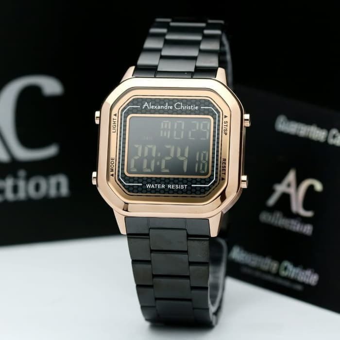 jam tangan wanita alexander cristie ac9226 digital black rosegold
