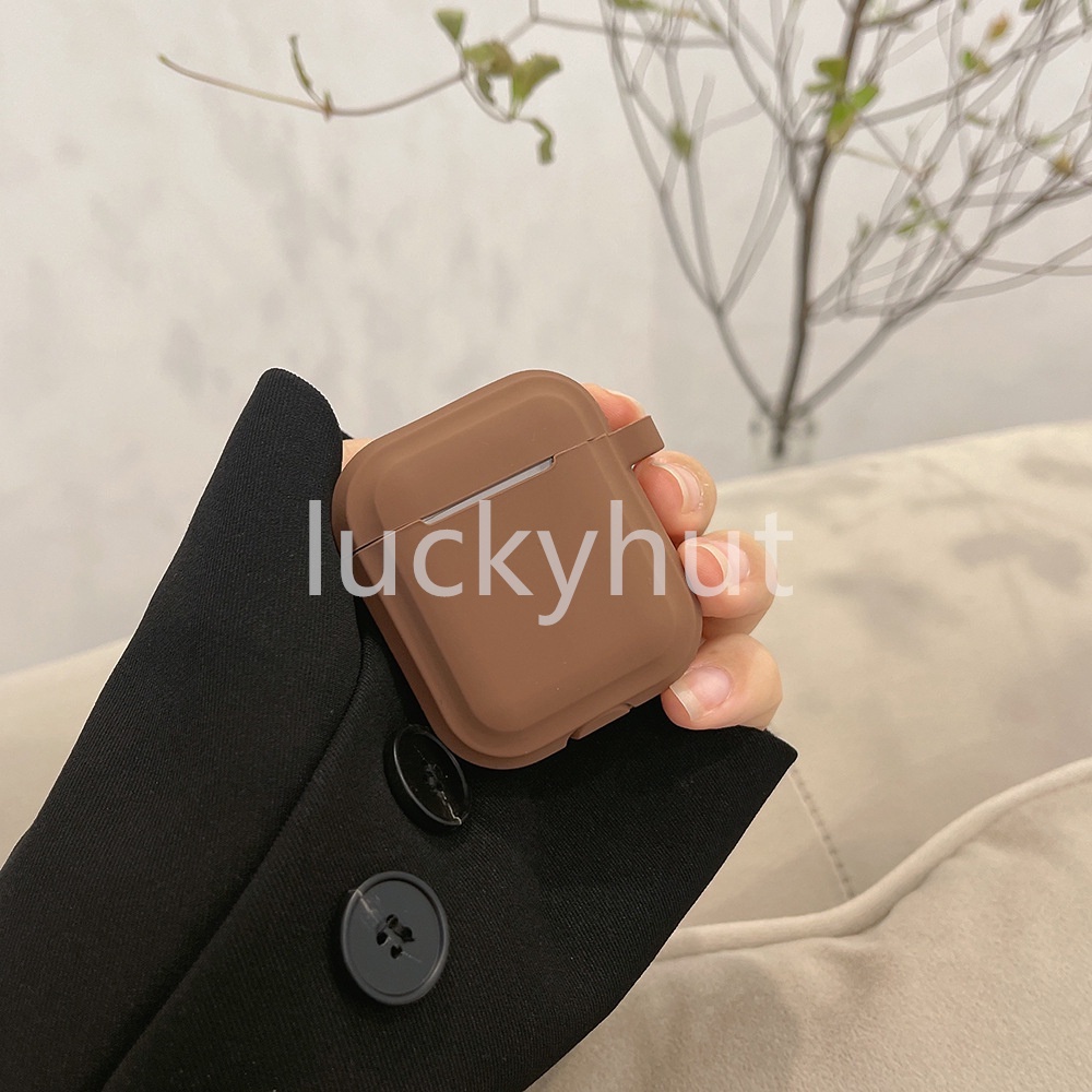 Airpods Pro Case Headphone Skin Feel Silikon Lembut Simply Brown Apple Gen2 Earphone Inpods i12 Cover1/2/3 Inpod Airpod Cases