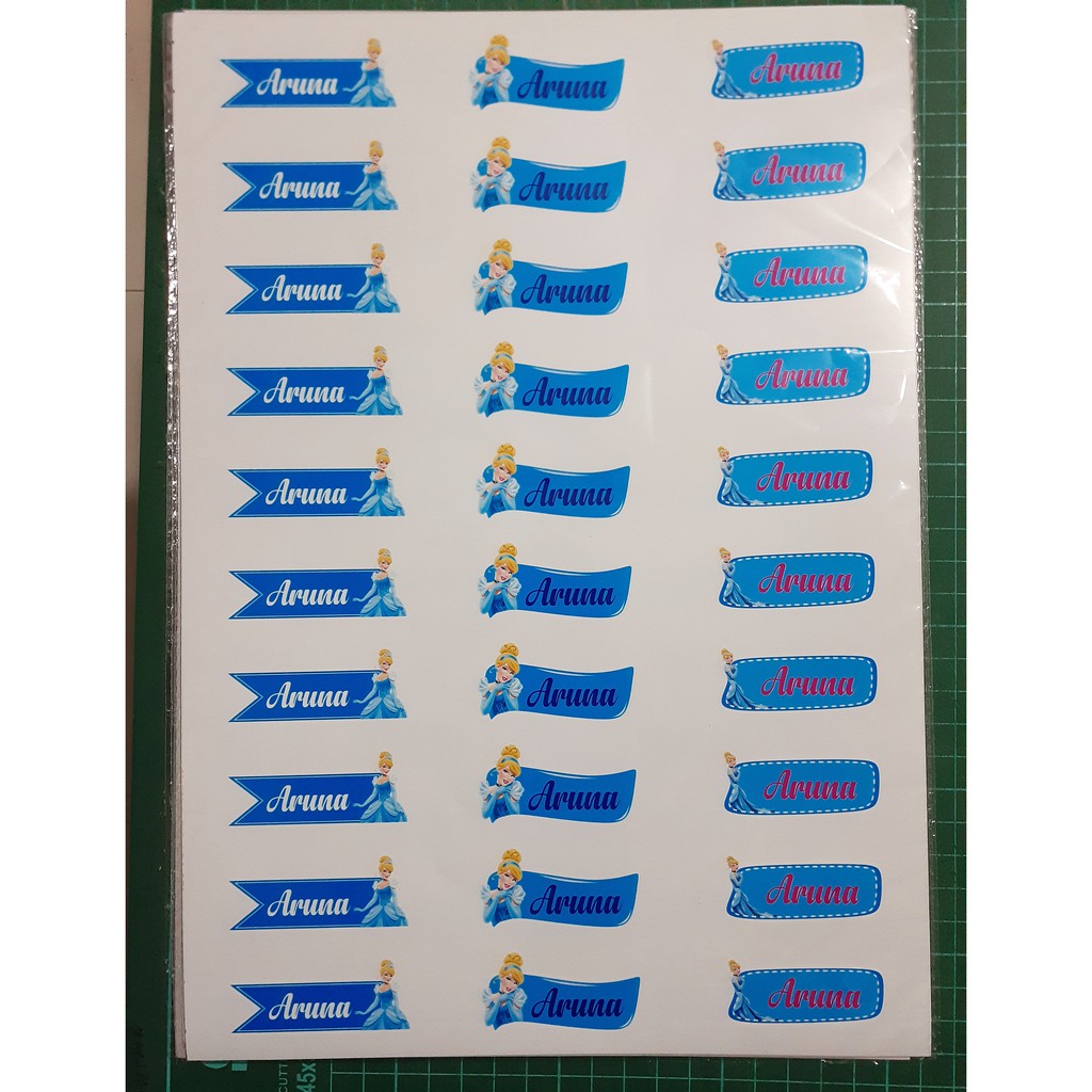 

192pcs Stiker Label Nama Lucu Kekinian Tahan Air & Anti Luntur untuk Anak Perempuan Tema Cinderella
