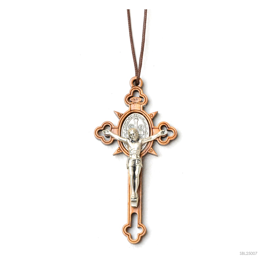 Kalung Bandul Salib Kayu St.Benedict
