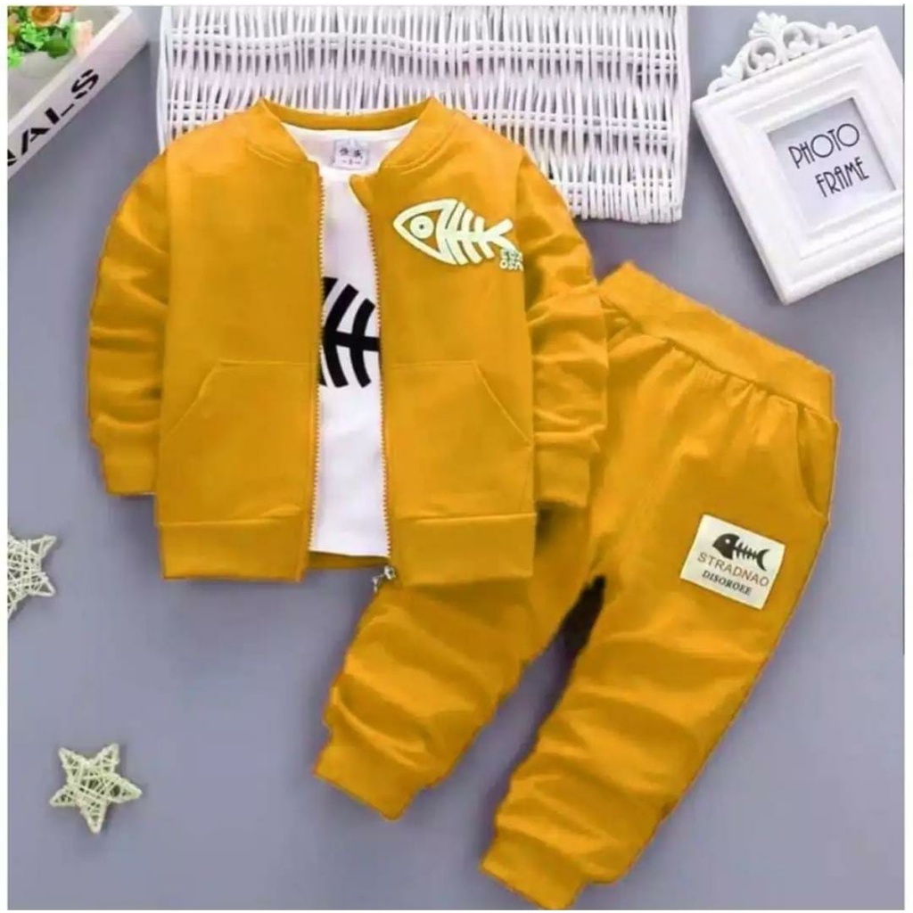 baju anak laki laki 1-6 thn baju anak 3 in 1 setelan jaket anak dapat dalaman kaos setelan joger ana