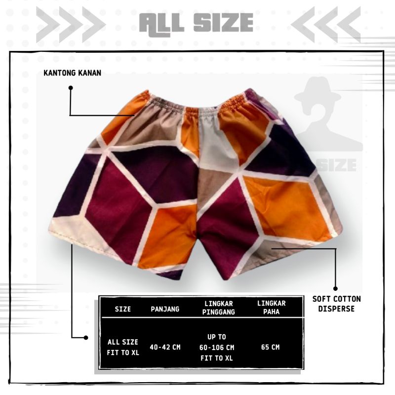 [ 45 MOTIF ] celana pendek boxer/kolor santai pria/wanita remaja/dewasa motif kotak/keramik hitam putih biru-M-2