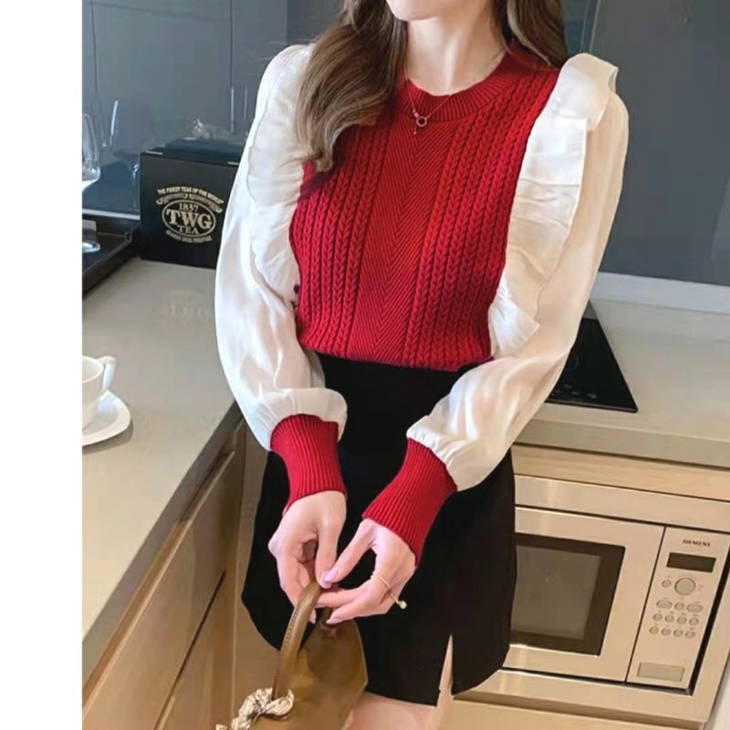 MDLV ~ 1017# Agnesca Knit Top Atasan Blouse Lengan Puff Fashion Import