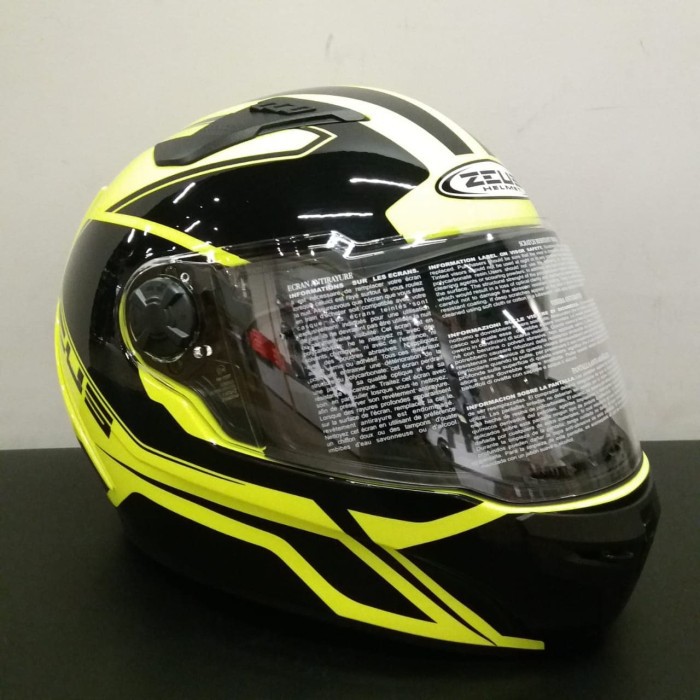 Helm Zeus 813 FLOW YELLOW AN6 BLACK HELM MOTOR FULL FACE ZEUS ORI