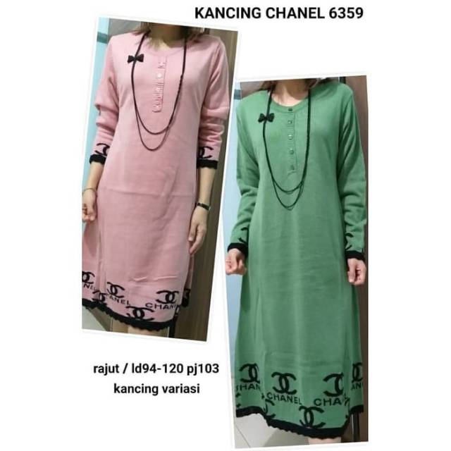TUNIK RAJUT IMPORT KANCING CHANEL6359,