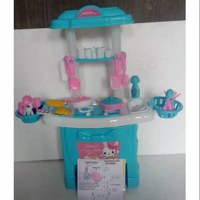 Mainan kitchen set kuda poni musik + baterai / mainan masakam set lengkap dengan kuda poni