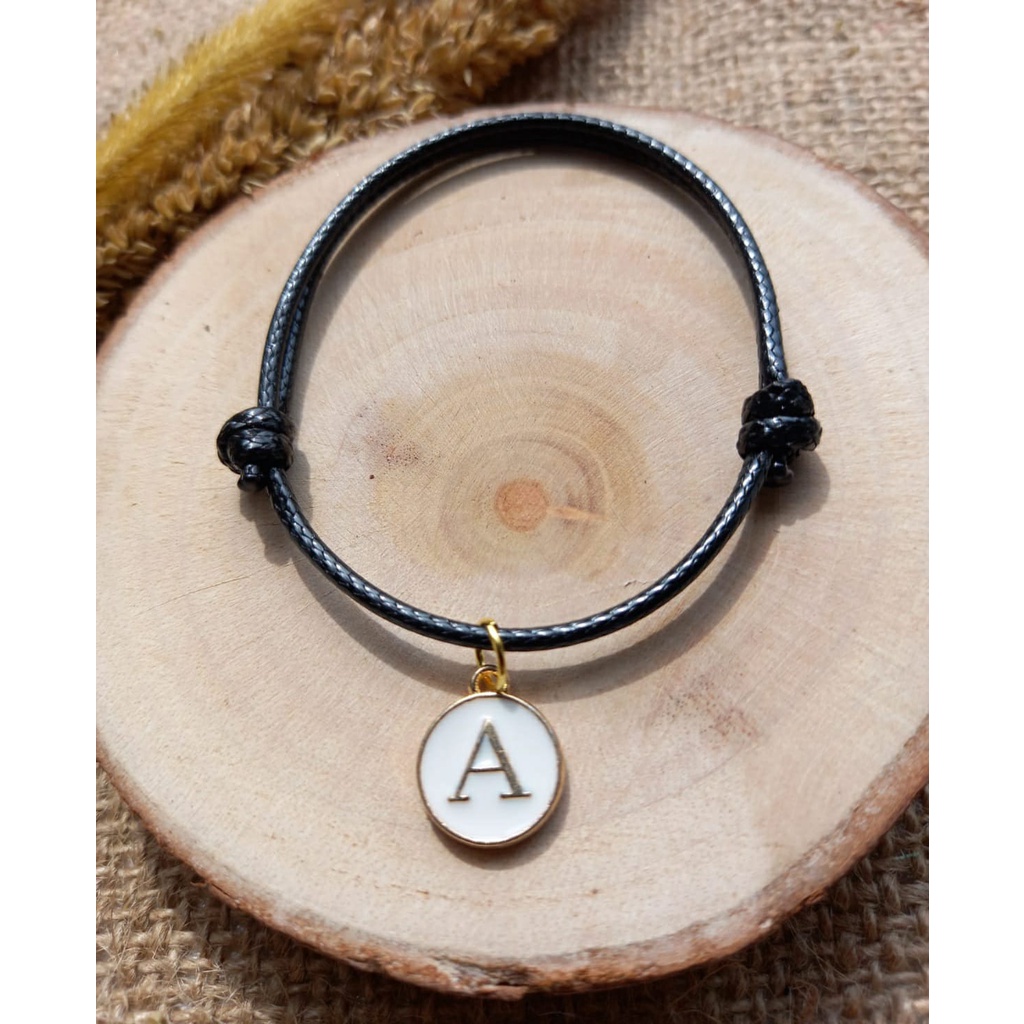 GELANG TALI HURUF EPOXY PUTIH A-Z GELANG CHARM PILIH HURUF