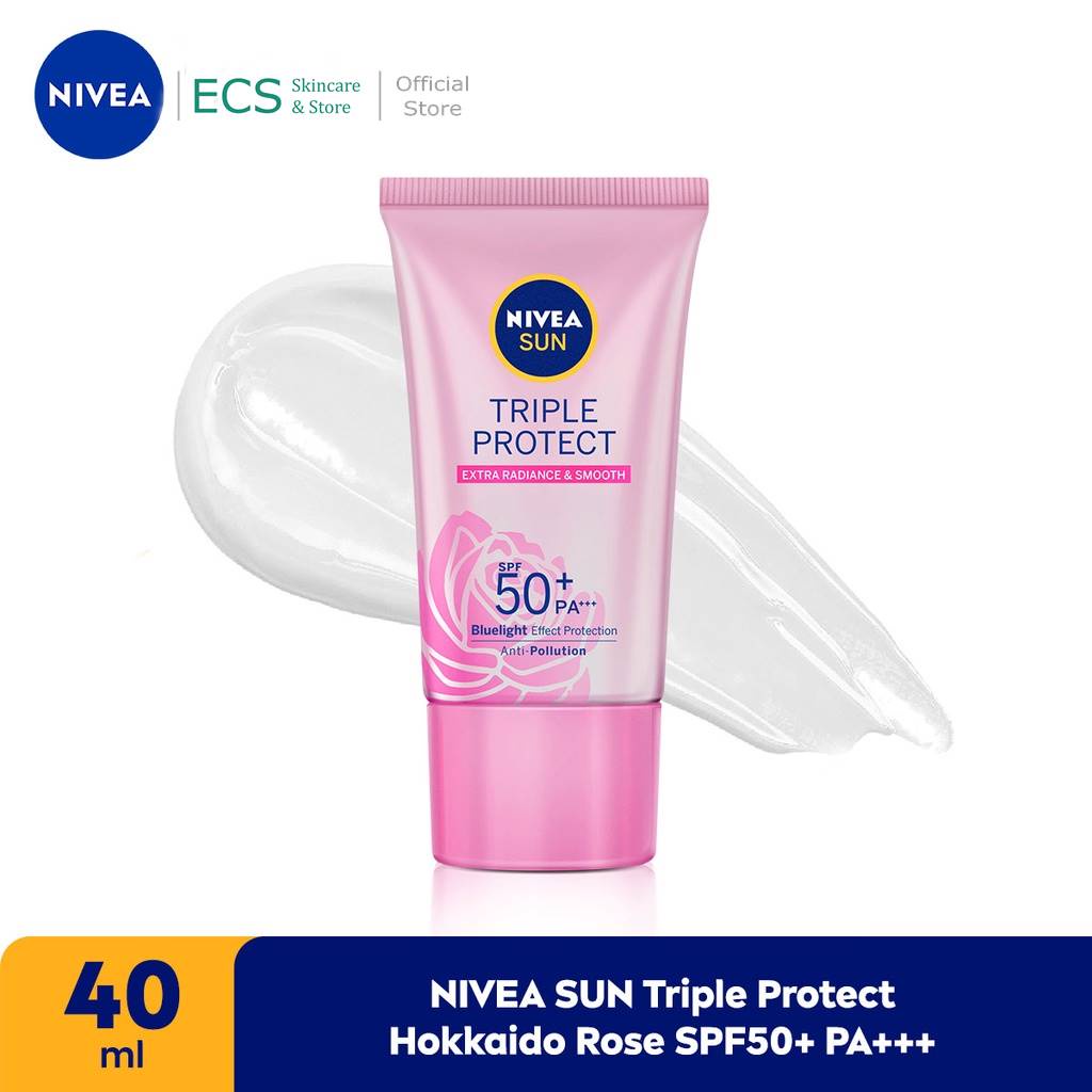 Sunscreen NIVEA SUN Face Serum Triple Protect Hokkaido Rose SPF50+ PA+++ 40 ml - Pink Suncreen Wajahh Sunscren Suncren tabir Surya Sunblock Sunblok Wajah Sun creen Sun blok Sunscree Suncre