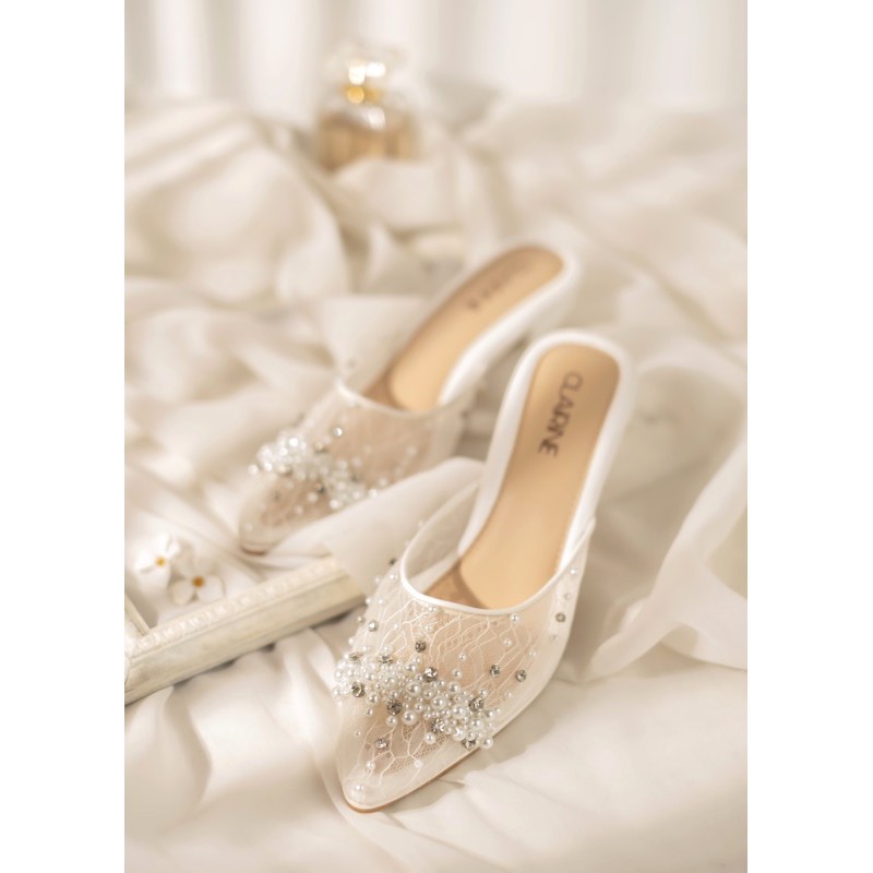 CLAIRINE - HANNA | ( READYSTOCK 8 WARNA ) Wedding Shoes Heels Pesta Kondangan Wanita Brokat Simple