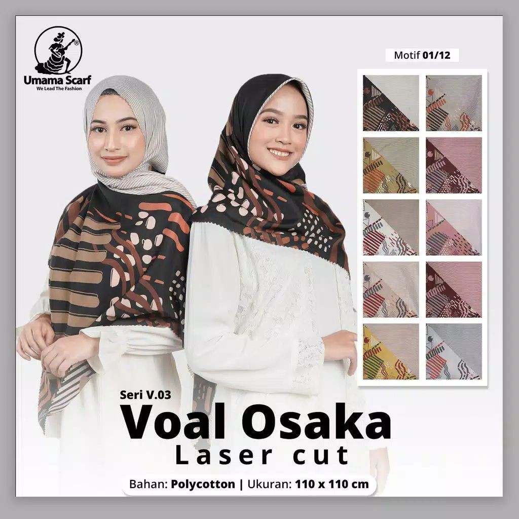 Jilbab VOAL OSAKA LC original by Umama Scarf RANDOM MOTIF &amp; WARNA jilbab umama murah