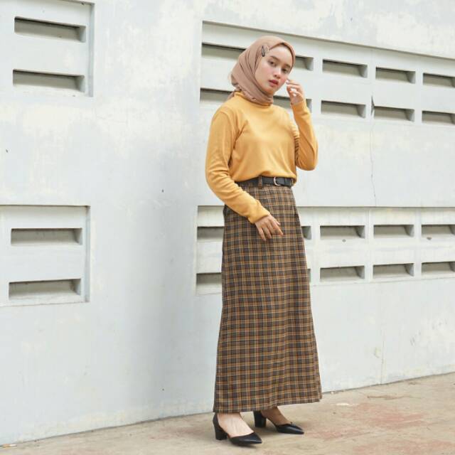 TARTAN SKIRT BROWN