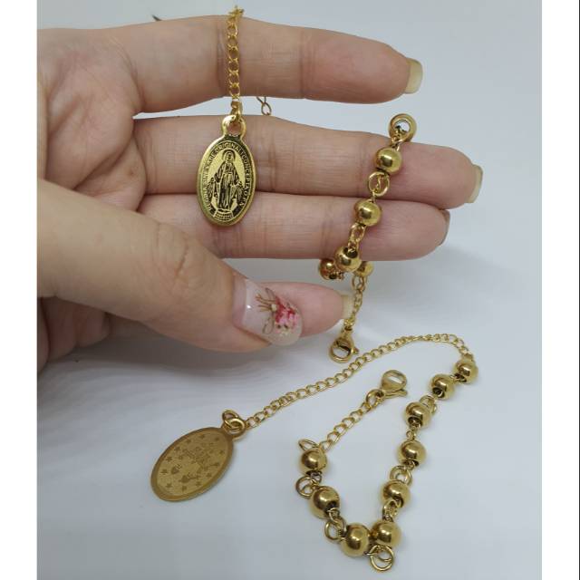 Gelang Rosario Titanium Gold stainless emas