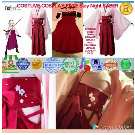 COSTUME SABER OKITA YUKATA HAKAMA JEPANG SABLON
