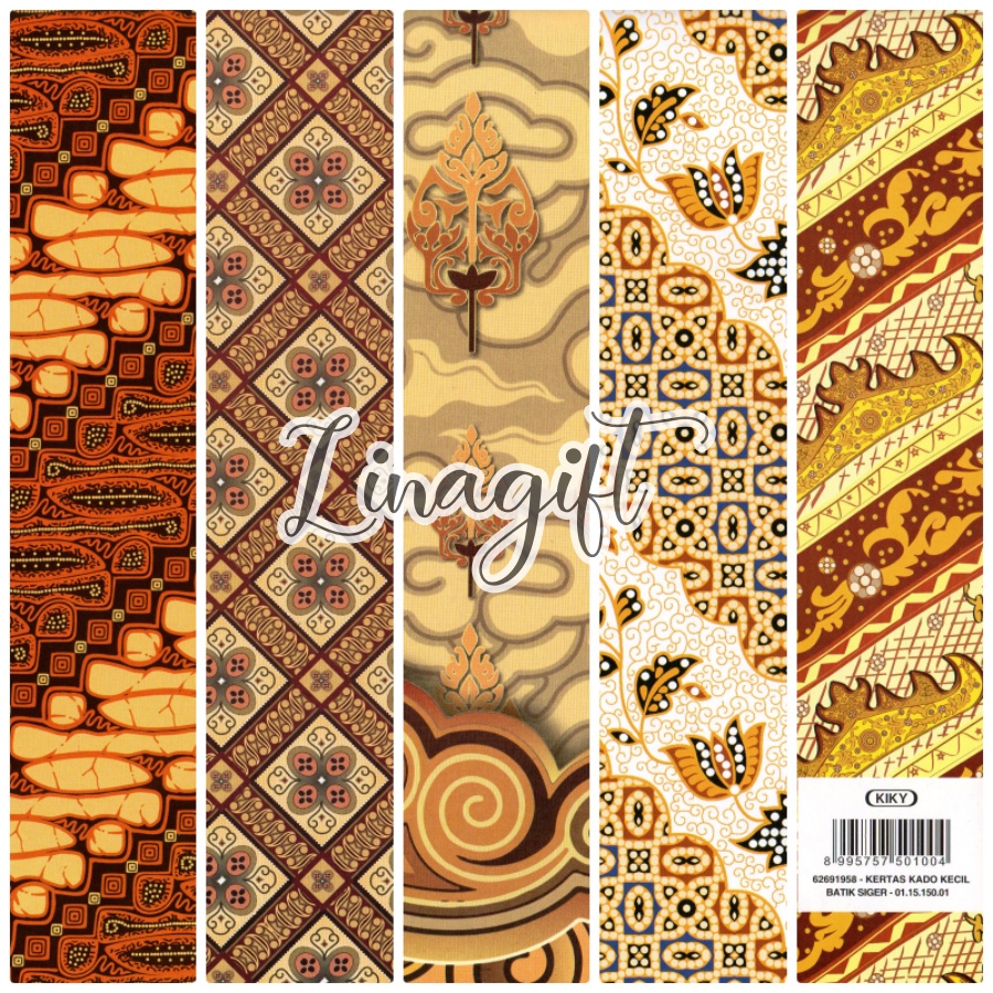 ( 5 Lembar ) BATIK KIKY - KERTAS KADO - GIFT WRAPPING BATIK SUMATRA / JAWA / COKLAT / CLASSIC / VINTAGE