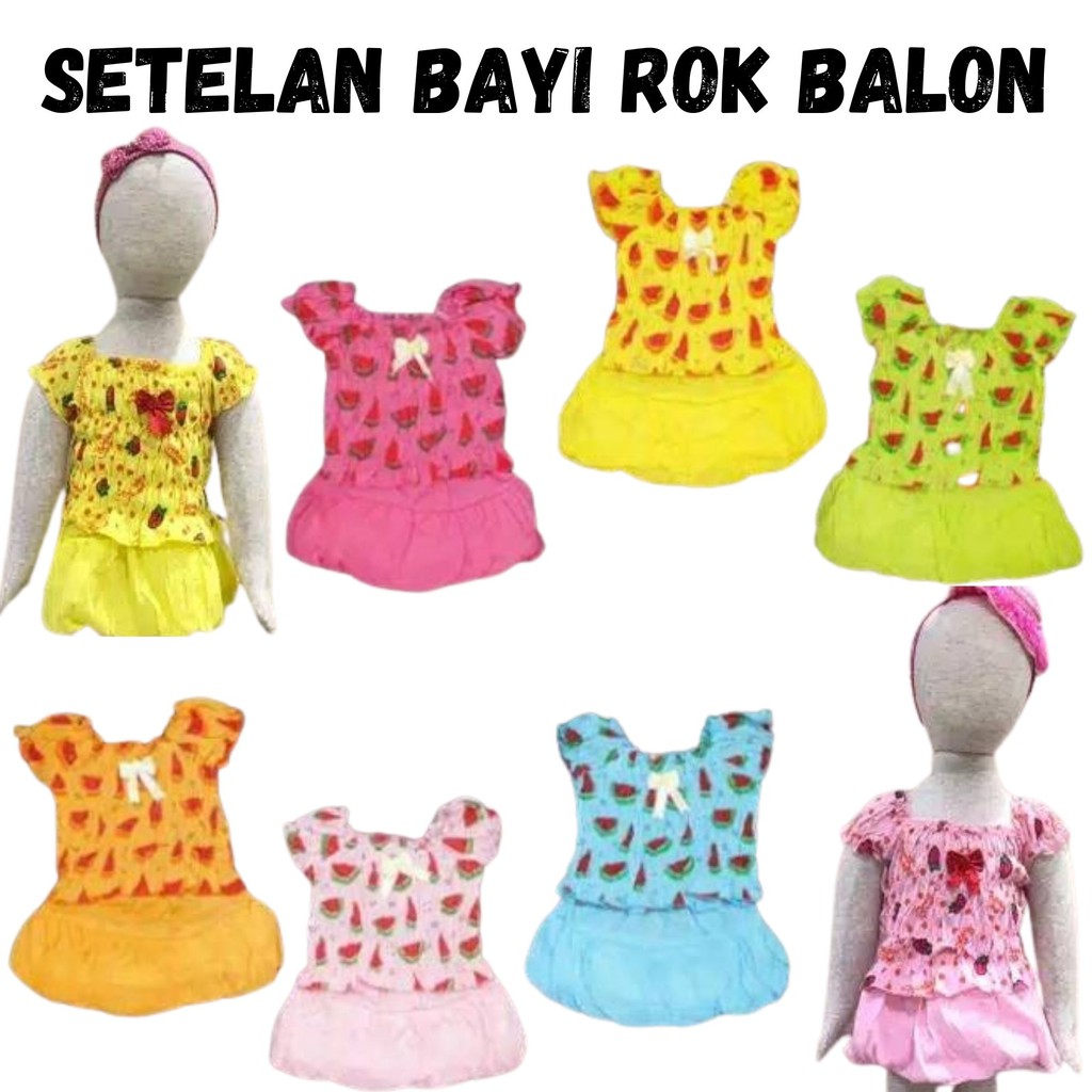 SETELAN BAYI PEREMPUAN ROK BALON ATASAN KERUT / SETELAN BAJU ANAK