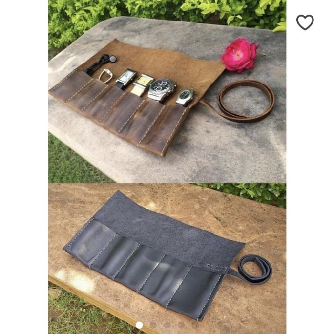 

Vintage Leather Watch Roll