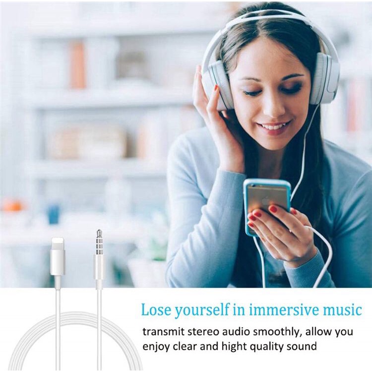 Kabel audio Aux Lightning to jack 3.5mm iphone 7 / 8 / 8plus / X / 11 / 11 pro max / 12 / 13 max kabel audio iphone kompatibel