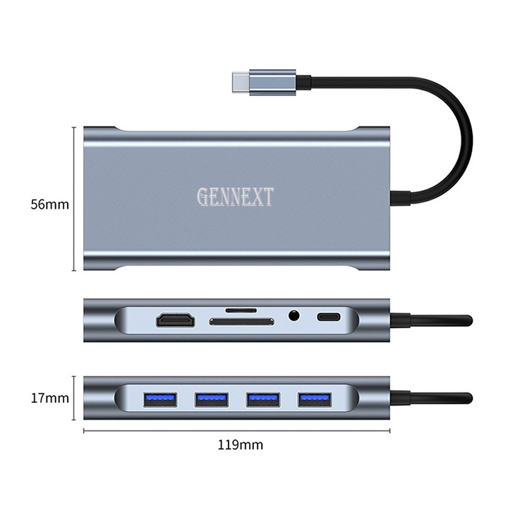 FA GENNEXT HUB 10 in1 Adapter Type C USB 3.0 Macbook Multi Port Laptop