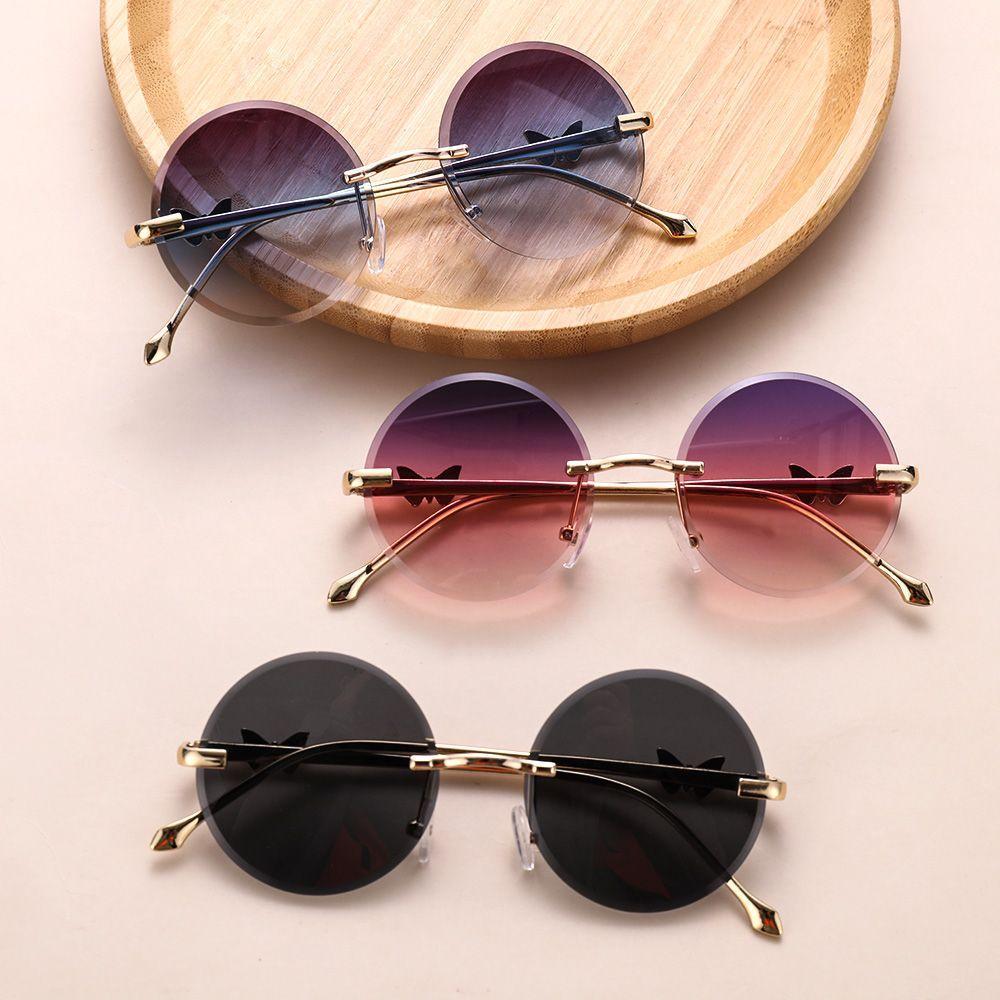 R-flower Sunglasses Untuk Wanita Perlindungan UV400 Butterfly Dekorasi Bingkai Logam Shades