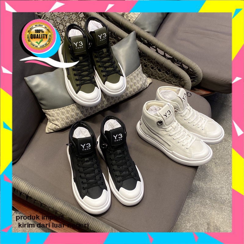 Y3 Tinggi  Sepatu Pria Sepatu Wanita Black Warrior Hijau Tinggi Ayah Sepatu Y3kaiwa Model  Ultra-Cah