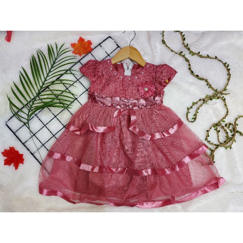 Gaun anak brokat + tile