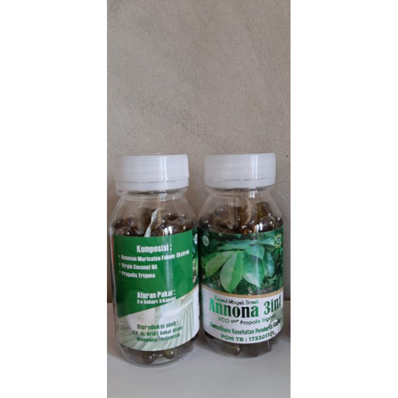 Kapsul Minyak Daun Sirsak Annona 3 in 1 VCO Plus Propolis Trigona Izin BPOM