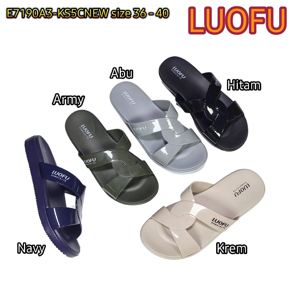 LUOFU ORIGINAL jelly sandal karet empuk murah selop wanita selop cewek import E7190A3-KS5CNEW
