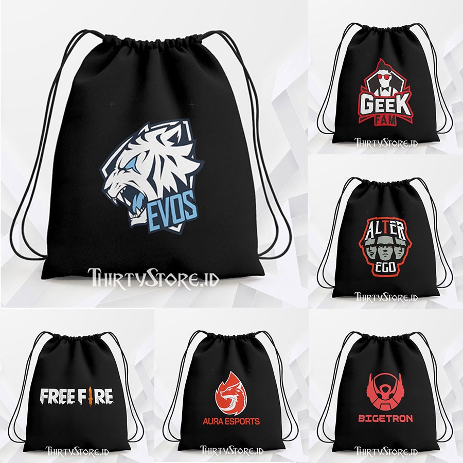 Tas Serut String Bag Ransel Pria Dan Wanita Olahraga Futsal Renang Basket Lari New Stringbag Band Rock Team Esport Travel Bahan Taslan Anti Air